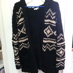 Thick, hooded, navy cardigan